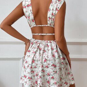 Allegra K Women’s Boho Floral One-Shoulder Mini Dress – Sleeveless Summer Dress For Beach, Party, Casual Wear - View #12